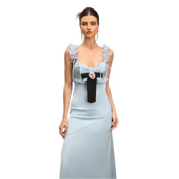For Love And Lemons | Dresses | For Love Lemons Jillian Maxi Dress Blue  Black Bow Size M | Poshmark